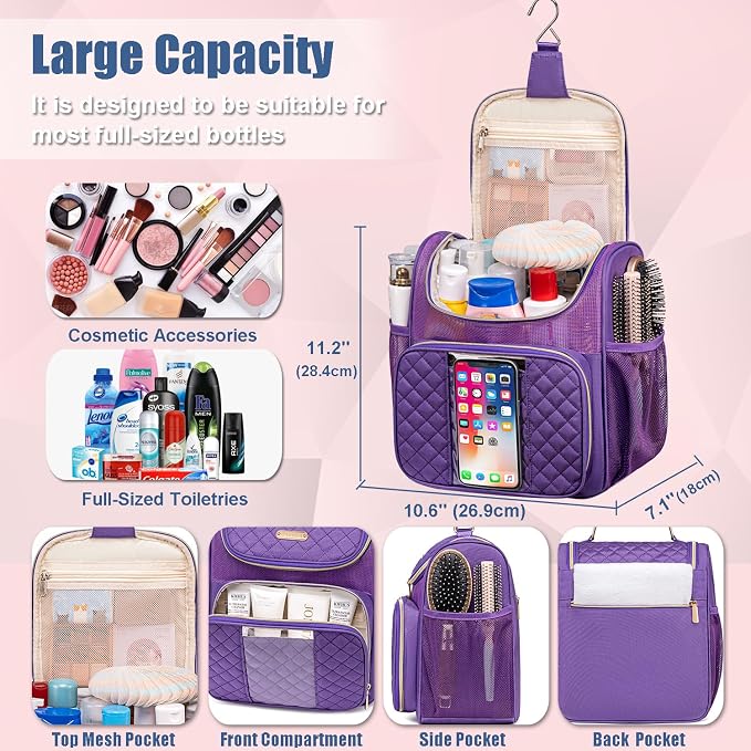 Large Toiletry Bag for Women Men, Portable Shower Caddy For College Dorms - Image 4