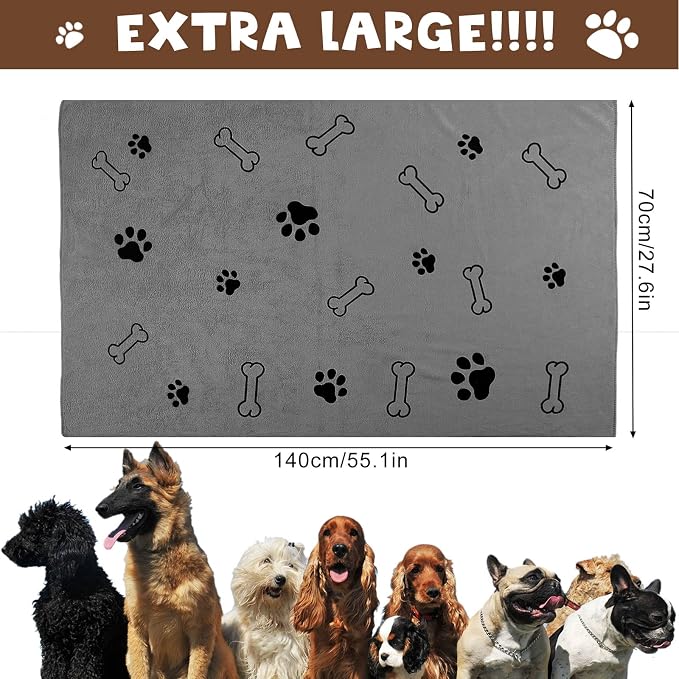 Chumia 4 Pcs Dog Towels for Drying Dog Puppy Bulk Microfiber Absorbent Paw - Image 2