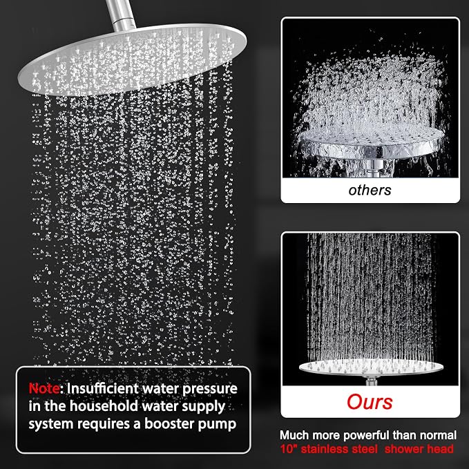 Shower Faucet Set 10IN Brass Rough-In Valve Body Trim Kit Rainfall Included - Image 3