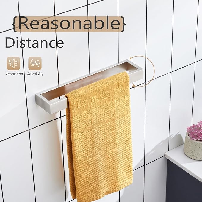 KOKOSIRI Towel Bar Brushed Nickel Hand Towel Hanger Holder 12-Inch Kitchen Rack - Image 5