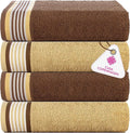 CASA COPENHAGEN He & She 4 Pieces Large Bath Towel Set- Brown + Beige, 550 GSM by CASACOPENHAGEN