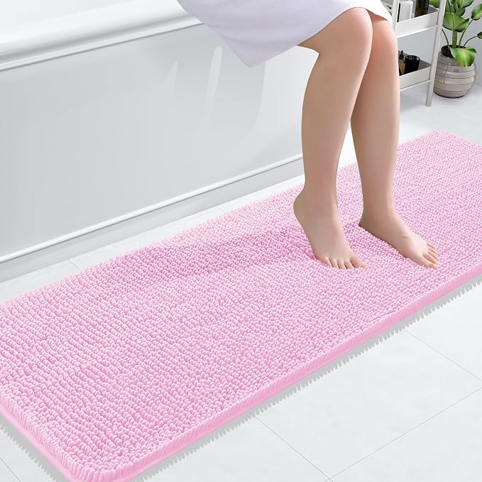 OLANLY Bathroom Rugs 59x20, Extra Soft Absorbent Chenille Bath Rugs, Rubber by OLANLY