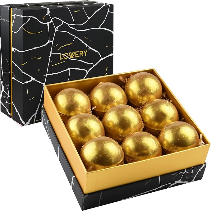 Christmas Gifts, 24K Gold Bath Bombs Set, Deluxe Marble Bath Bomb Gift Set by LOVERY