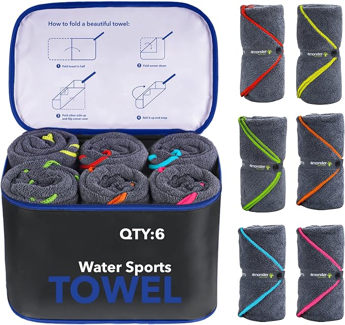 4Monster 4 Pack Microfiber Camping Towel Quick Dry, Super Absorbent Travel Towel by 4Monster