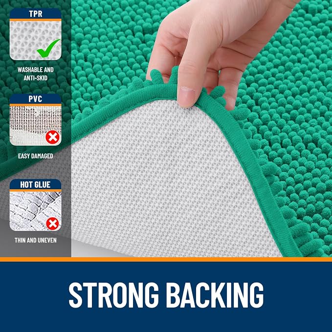 OLANLY Bathroom Rugs 24x16, Extra Soft Absorbent Chenille Bath Rugs, Rubber - Image 6