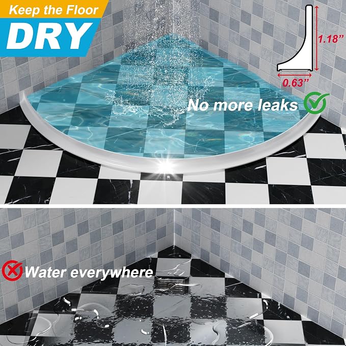 39" Shower Threshold Water Dam Silicone Shower Water Guard Collapsible Shower - Image 4