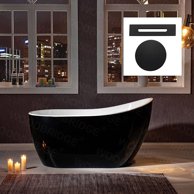 WOODBRIDGE 54" Freestanding White Acylic Soaking Bathtub by WOODBRIDGE