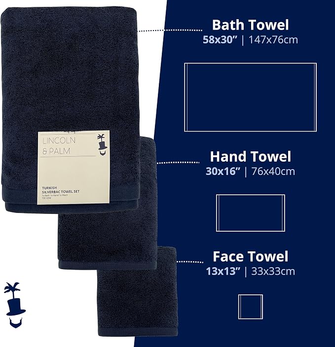 Lincoln & Palm 3 Piece Turkish Towels Set, Plush 700 GSM Spa & Hotel Quality - Image 2