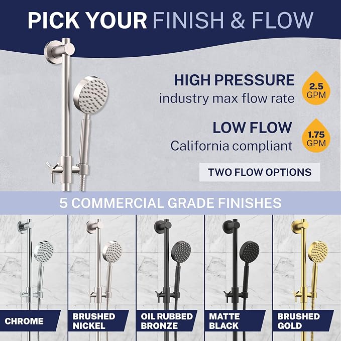 HammerHead Showers® SOLID METAL 27.5 Inch Shower Slide Bar Set and Handheld - Image 9