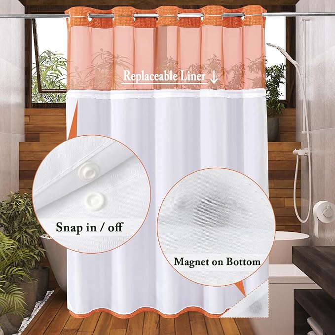 Gibelle Long Shower Curtain 72x80, Waffle Weave Bathroom Shower Curtain - Image 3