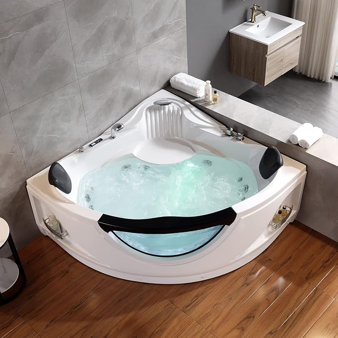 Empava 2 Person Whirlpool Bathtub, Corner Jetted Bathtub - Image 12