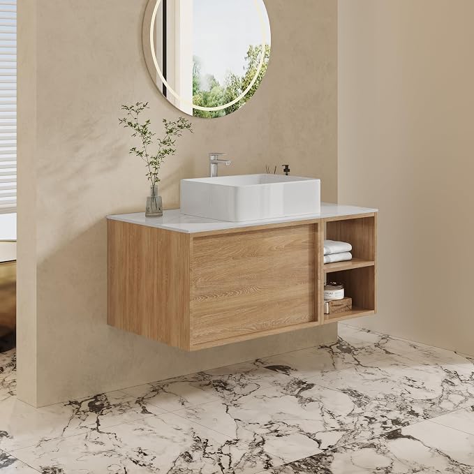 Floating Bathroom Vanity with Sink and Multi-Storage Cabinet, 36-Inch - Image 6