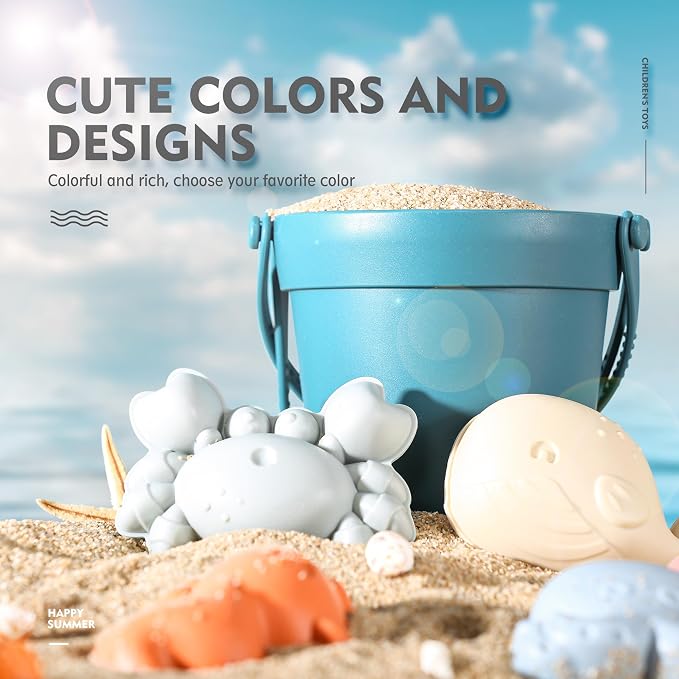 MarcZero 11Pcs Silicone Beach Toys, Modern Baby Beach Toys, Travel Friendly - Image 4