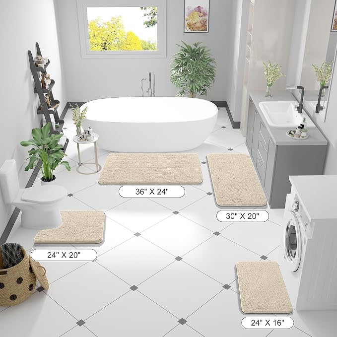 OLANLY Bathroom Rugs 44x24, Extra Soft Absorbent Chenille Bath Rugs, Rubber - Image 3