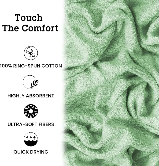 Casa Lino Light Sage Green Bath Towels Set of 4 - Image 6