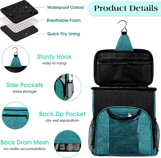 Attmu Mesh Shower Caddy Portable Dorm Tote Bag, Quick Dry Hanging Toiletry Bag - Image 4