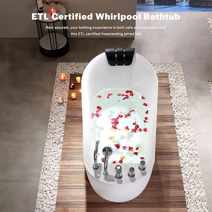 Empava 67 inch Acrylic Freestanding Whirlpool Bathtub - Image 2