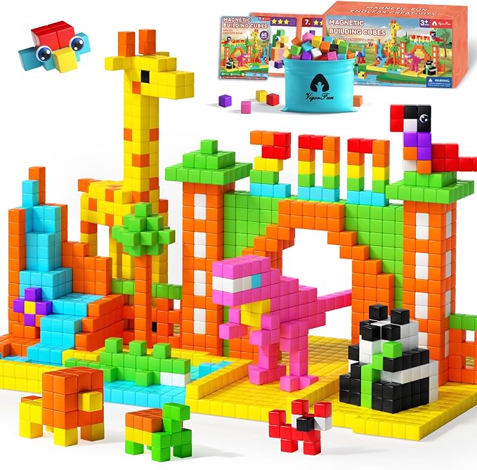 65 PCS Magnetic Blocks Set, STEM Educational Preschool Sensory Toys by Vigorfun