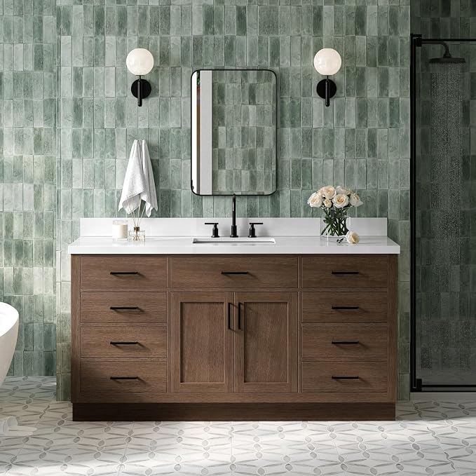 ARIEL Hepburn 67 Inch Single Rectangular Sink Bathroom Vanity by Ariel