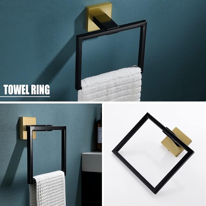 YACVCL 5 Pieces Bathroom Hardware Set, 23.6 inch Towel Bar Hand Towel Holder - Image 3