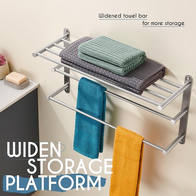 KOKOSIRI 3 Tier Bath Towel Bar 24 Inch Wall Mounting Rack - Image 6