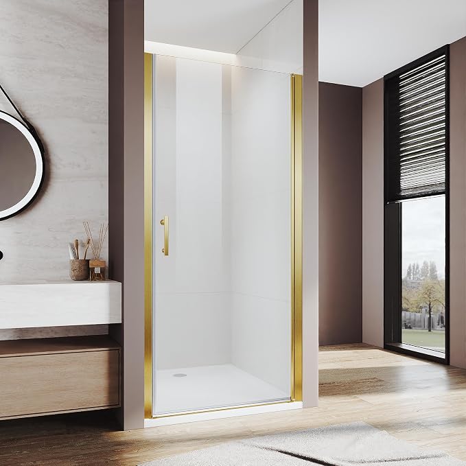 Pivot Shower Door 33.5-35" W x 72" H, Semi-Frameless Shower Door by Ucalafee