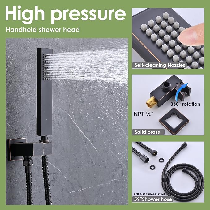 Enga Oil Rubbed Bronze Rain Shower System - Image 5