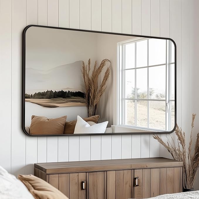 Antok Bathroom Mirror, Decorative Mirrors Vanity Mirror Aluminum Alloy Frame - Image 2