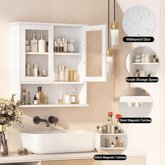 Modern Hanging Bathroom Cabinet, Sturdy Wooden Medicine Cabinet - Image 3
