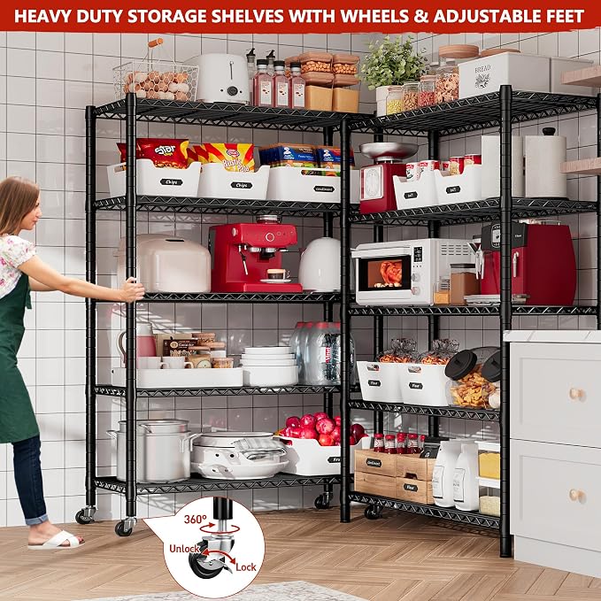 REIBII Storage Shelves Load 1980LBS, 5 Tier Metal Shelving Unit - Image 3