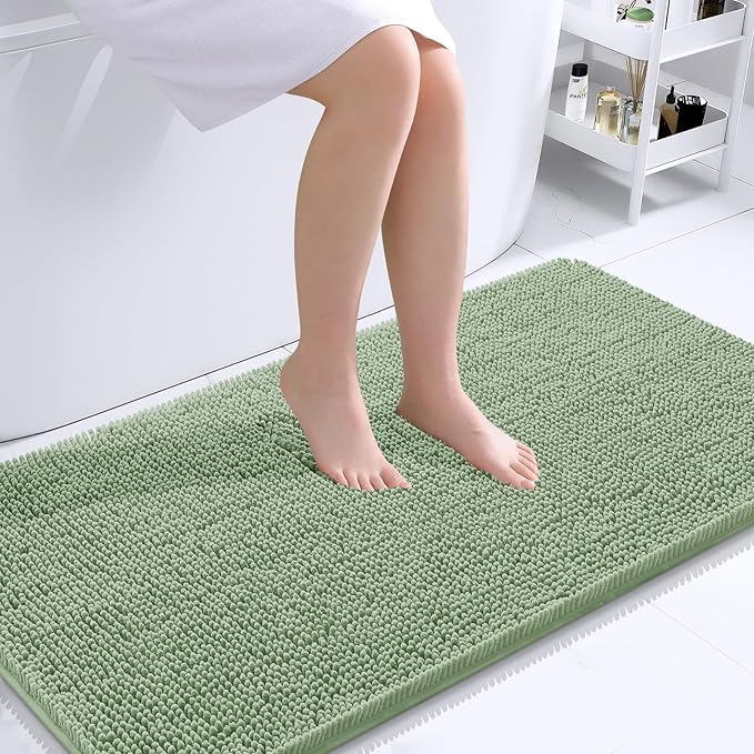 OLANLY Bathroom Rugs 40x24, Extra Soft Absorbent Chenille Bath Rugs, Rubber by OLANLY