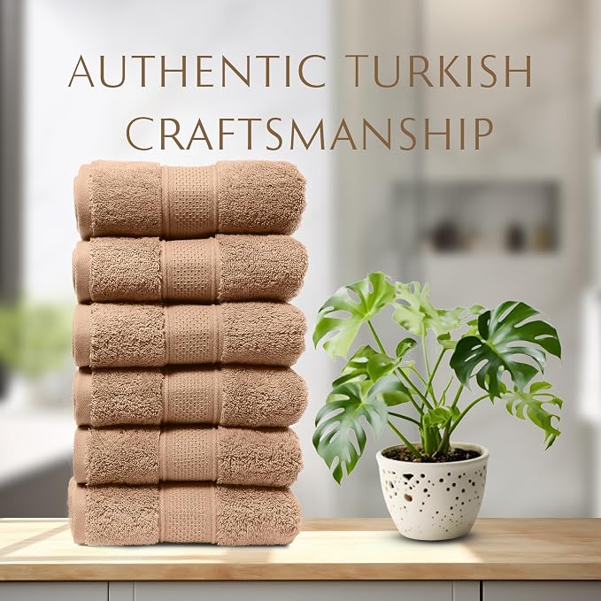 MAURA Biege Hand Towels for Bathroom. Luxury Turkish Cotton Bath Hand Towels - Image 6