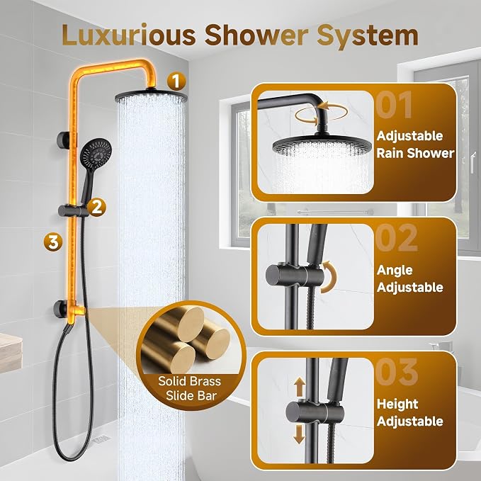 BRIGHT SHOWERS Shower System, 9 Inch Rain Shower Head - Image 2