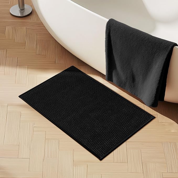 GRANNY SAYS Black Bathroom Rugs, Absorbent Bath Mats 16" x 24", Soft Chenille - Image 9