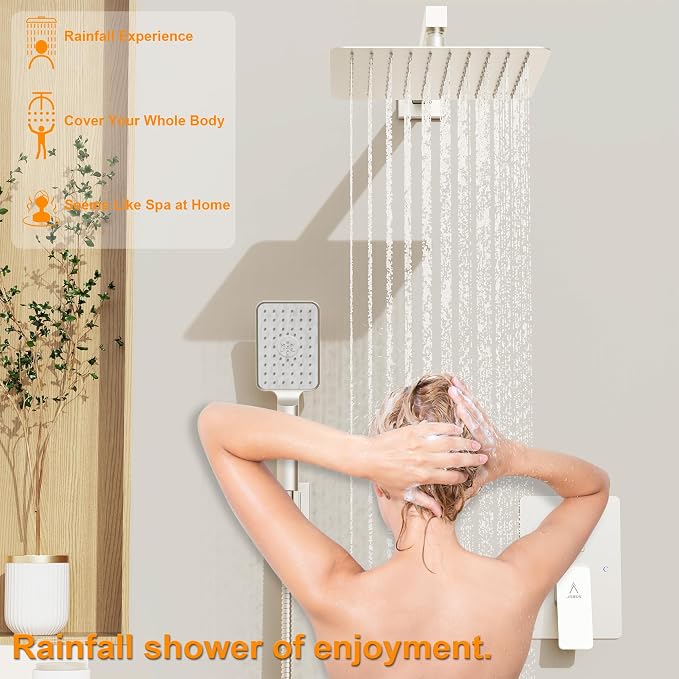 Shower System 10IN Modern Rain Brass Faucet Set - Image 3