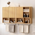 Fluted Wall Cabinet Set of 2, Wooden Bathroom Medicine Cabinet Storage by EYYTHUNG
