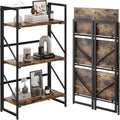 JSB No Assembly Folding Bookshelf, 3 Tier Industrial Metal Book Shelf by HomeFurniture
