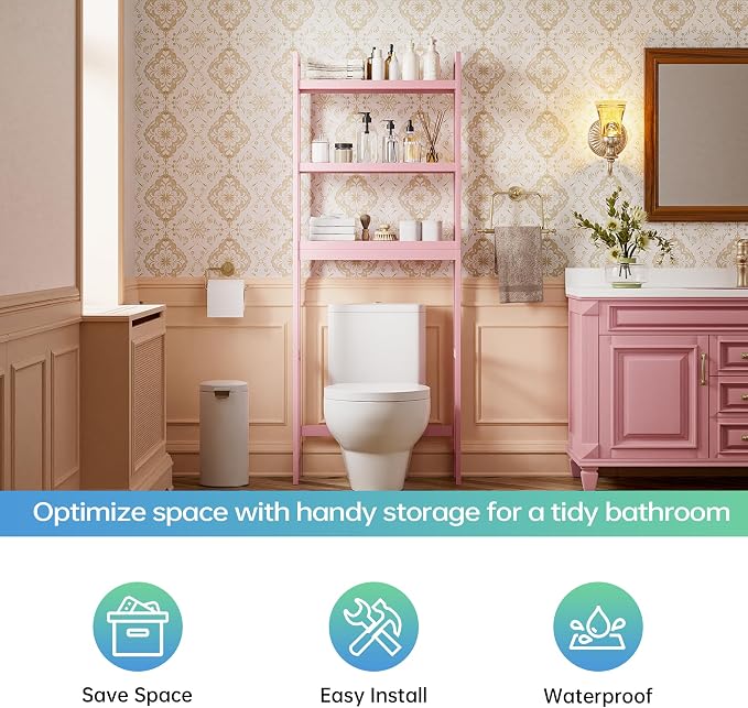 SMIBUY Bathroom Storage Shelf, Bamboo Over-The-Toilet Organizer Rack, - Image 6