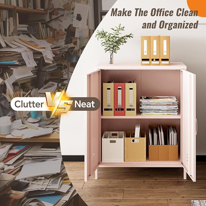 Locker Cabinet, 35.43" H Pink Metal Locker Storage Cabinet - Image 5
