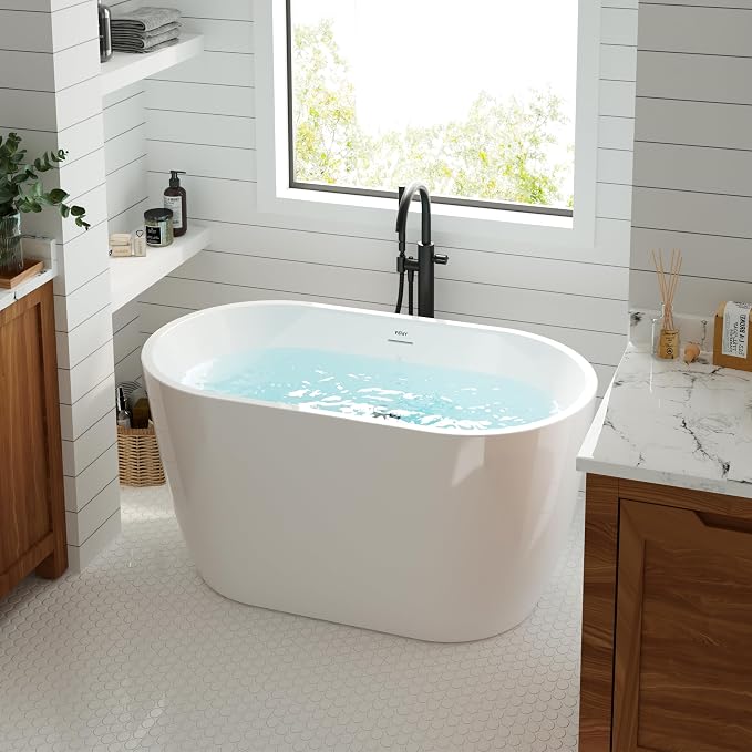 FerdY 47" Bali Acrylic Freestanding Bathtub, Gracefully Shaped Freestanding - Image 2