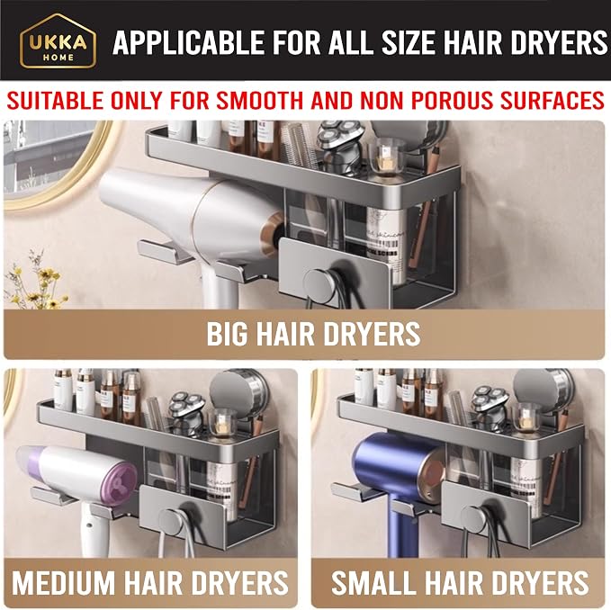 Suction Cup ALUMINUM Hair Dryer Storage Organizer - Image 9