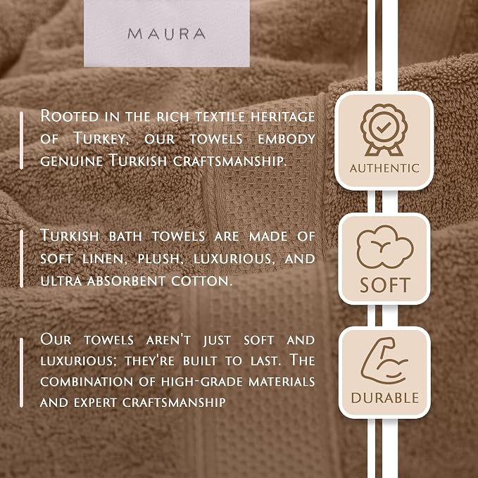 MAURA Biege Hand Towels for Bathroom. Luxury Turkish Cotton Bath Hand Towels - Image 2