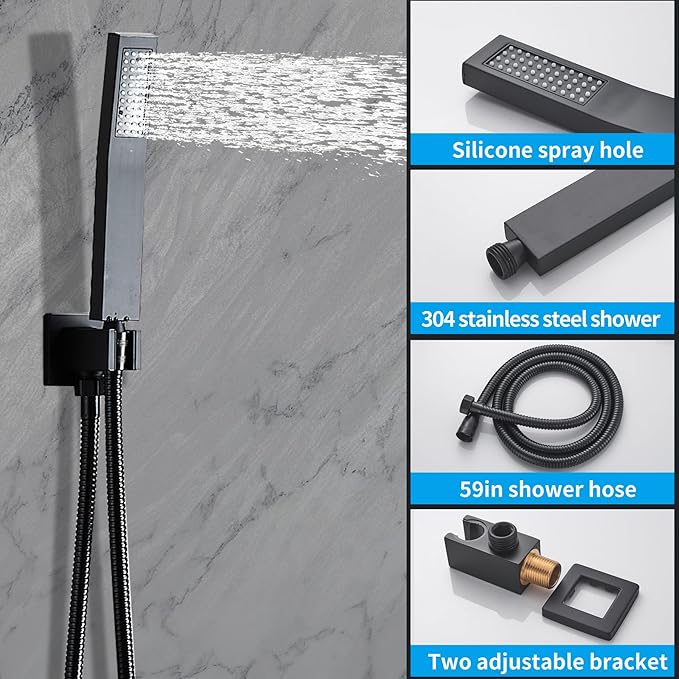 8 inch Matte Black Shower System - Image 5