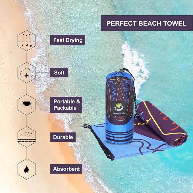 4Monster Microfiber Beach Towel Quick Dry, Super Absorbent Lightweight Travel - Image 2