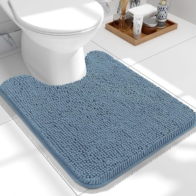 OLANLY Toilet Rugs U-Shaped 24x20, Extra Soft Absorbent Chenille Contour by OLANLY