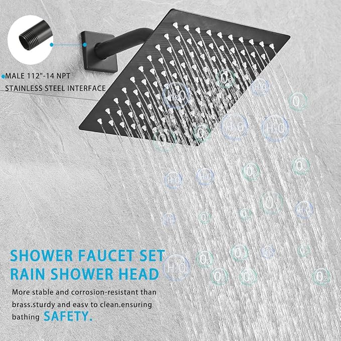 Shower Faucet Set Rain Shower System Matte Black - Image 3