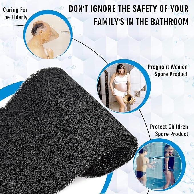 godehone Shower Mats Non Slip Without Suction Cups, PVC Loofah Bathroom Mats - Image 3