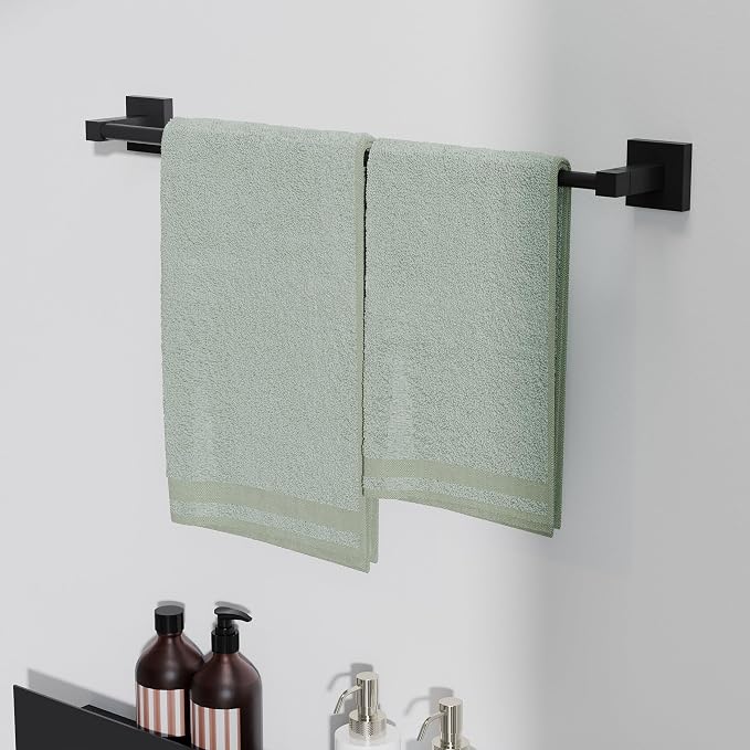 RUACQ Adjustable Towel Bar 13.8 to 24 inch, Square Base Single Towel Racks - Image 3
