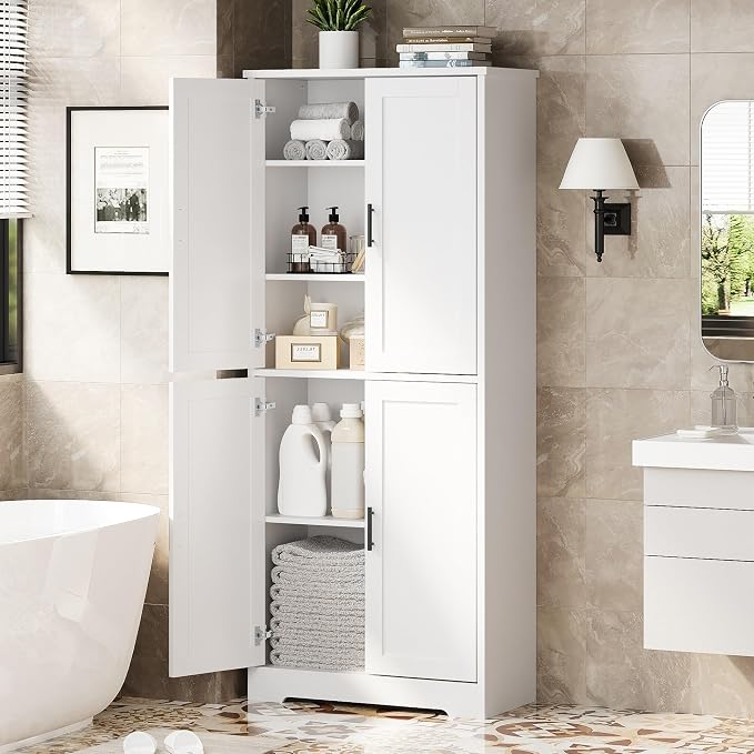 IDEALHOUSE Pantry Cabinet, Freestanding Cupboard, Modern Storage Cabinet - Image 6