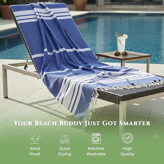 Turkish Cotton Beach Towel Pack of 6 & 1 Boho Tote Bag - Image 3